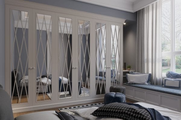 The Harlequin Mirror Luxury Fitted Wardrobe in Bedroom