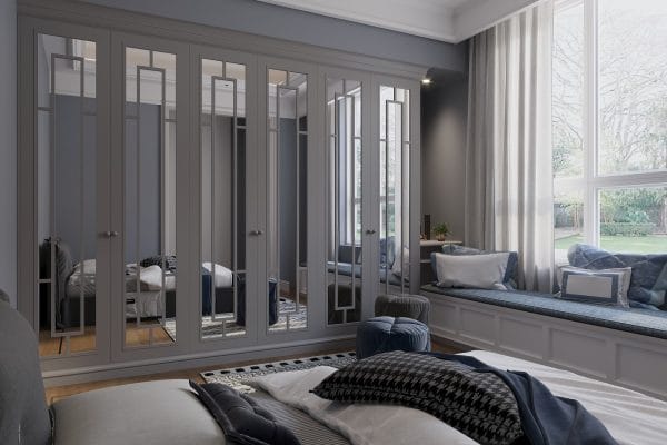 The Belgravia Mirror Wardrobe Door with Mirror in Bedroom