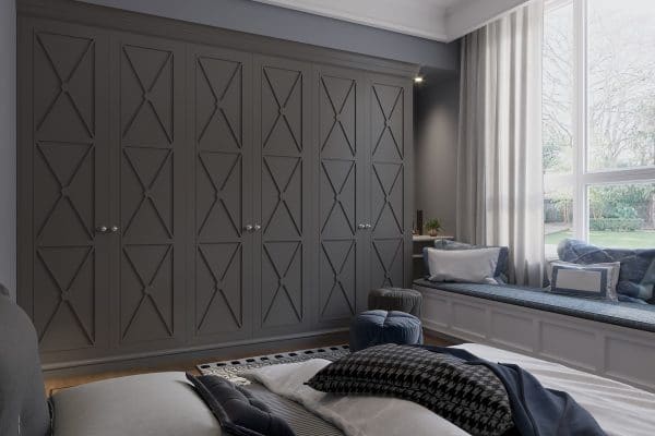 The Kensington Panelled Wardrobe Doors - 6 Door luxury wardrobe in bedroom.