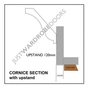 Luxury wardrobe cornice section without upstand fitting option 120mm