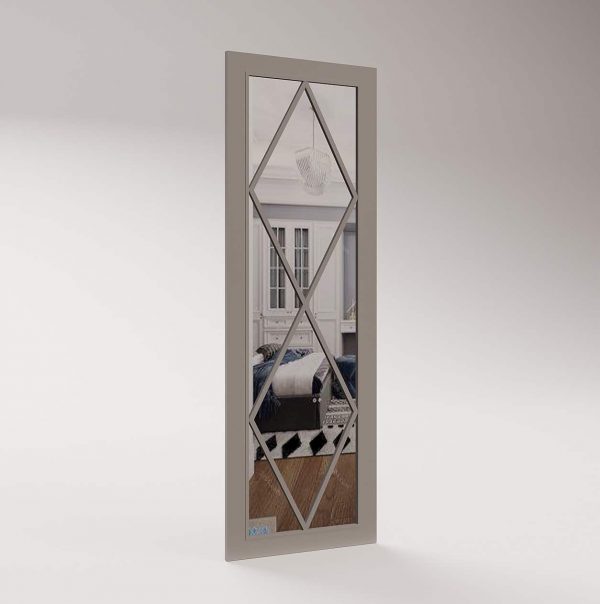 Diamond mirrored Sliding Wardrobe Door - Luxury British Handmade fret sliding wardrobe doors with mirror