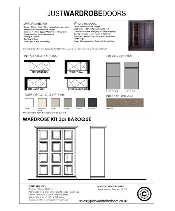 Wardrobe Kit 3 Door Baroque